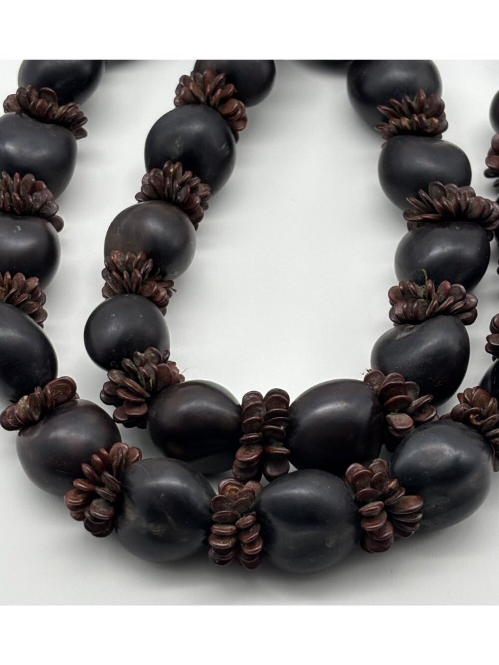Vintage Hawaiian Lei Kukui Nut And Seeds Necklace With Ribbon Closure, Hand-Made - Picture 16 of 16